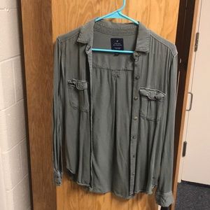 American Eagle Outfitters Army Green button up